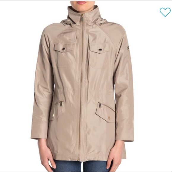Michael Kors Missy Drawstring Waist Hooded Anorak Water-Resistant sz Small - Picture 1 of 17